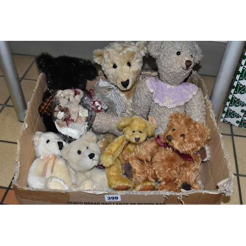 399 - ONE BOX OF TEDDY BEARS, to include Russ Bears 'Gregory', 'Blair' and 'Sparky', a Trudy's Treasury Of... 