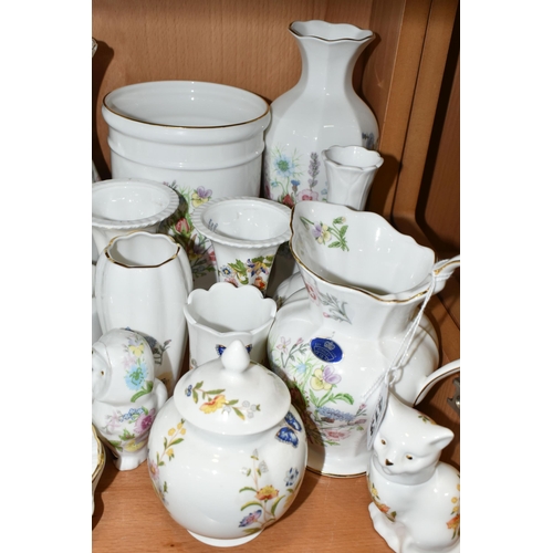 413 - A COLLECTION OF AYNSLEY GIFTWARE, comprising 'Wild Tudor' and 'Cottage Garden' pattern vases, posy v... 