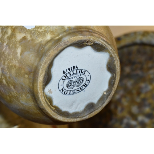 417 - FIVE PIECES OF CRANSTON POTTERY, tube lined 'Tukon' pattern on a mottled glaze, comprising a large c... 