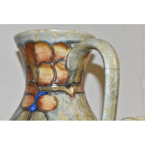 417 - FIVE PIECES OF CRANSTON POTTERY, tube lined 'Tukon' pattern on a mottled glaze, comprising a large c... 