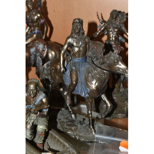 421 - FIVE 'VERONESE' BRONZED RESIN  NATIVE AMERICAN INDIAN FIGURES, comprising number 56846 a figure with... 