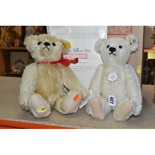 427 - TWO STEIFF BEARS, A BOXED LIMITED EDITION 1922 REPLICA, limited edition 00587/5000, gold plated ear ... 