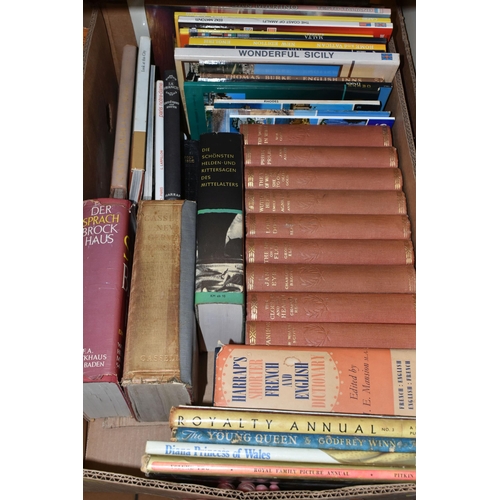 435 - THREE BOXES OF BOOKS containing approximately eighty-five miscellaneous titles in hardback and paper... 