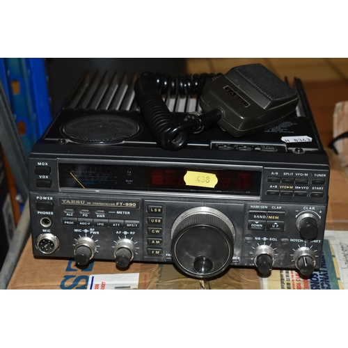 438 - ONE BOX OF C.B RADIOS AND C.B RADIO EQUIPMENT, to include a boxed  Japanese Yaesu HF receiver FT-890... 