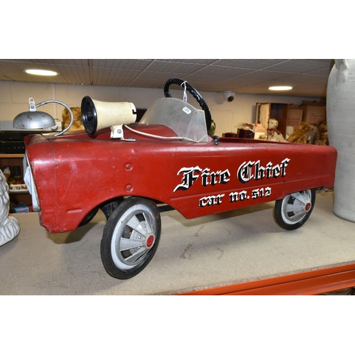 440 - AN AMF FIRE CHIEF PEDAL CAR, metal repainted body,  Fire Chief car No.512 painted on the side, regis... 