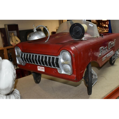 440 - AN AMF FIRE CHIEF PEDAL CAR, metal repainted body,  Fire Chief car No.512 painted on the side, regis... 