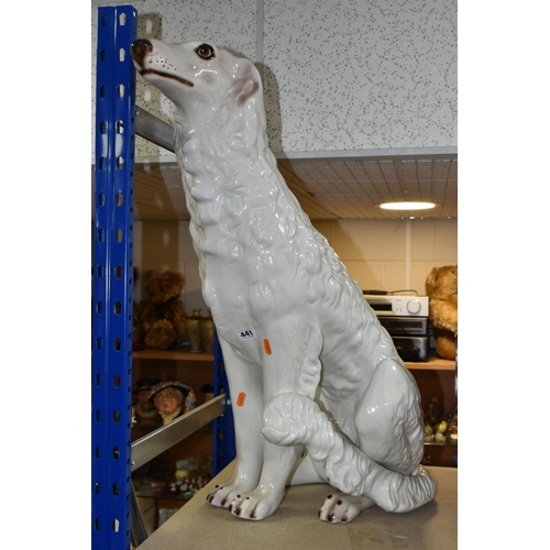 441 - A LARGE CERAMIC BORZOI DOG FIGURE, height 72cm (1) (Condition Report: some visible crazing)