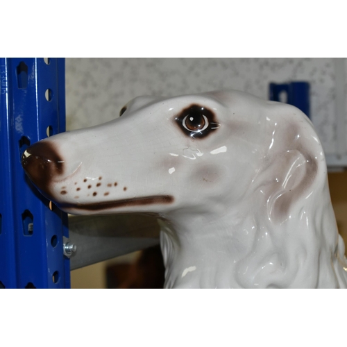 441 - A LARGE CERAMIC BORZOI DOG FIGURE, height 72cm (1) (Condition Report: some visible crazing)