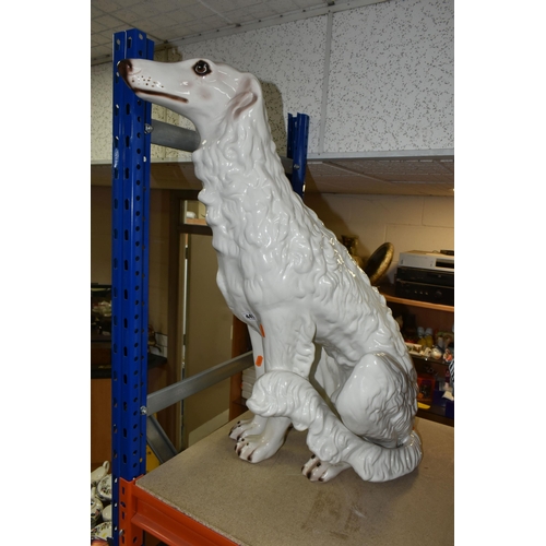 441 - A LARGE CERAMIC BORZOI DOG FIGURE, height 72cm (1) (Condition Report: some visible crazing)