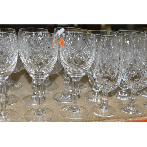 443 - A SUITE OF WEBB CORBETT/ROYAL DOULTON 'GEORGIAN' PATTERN CUT CRYSTAL, comprising twelve white wine g... 