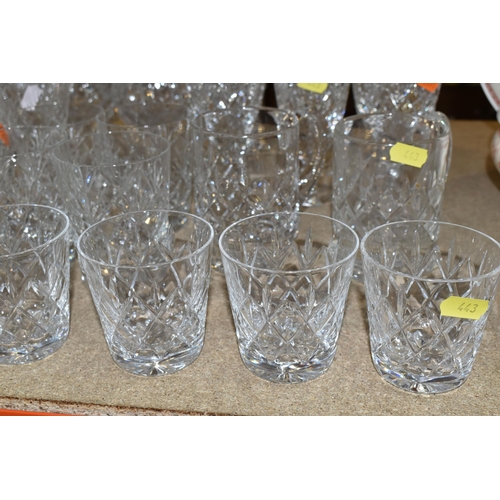 443 - A SUITE OF WEBB CORBETT/ROYAL DOULTON 'GEORGIAN' PATTERN CUT CRYSTAL, comprising twelve white wine g... 