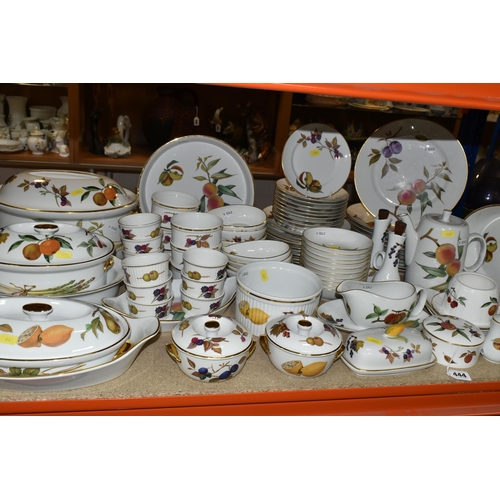 444 - A QUANTITY OF ROYAL WORCESTER 'EVESHAM' PATTERN OVEN TO TABLEWARE, comprising three graduated covere... 