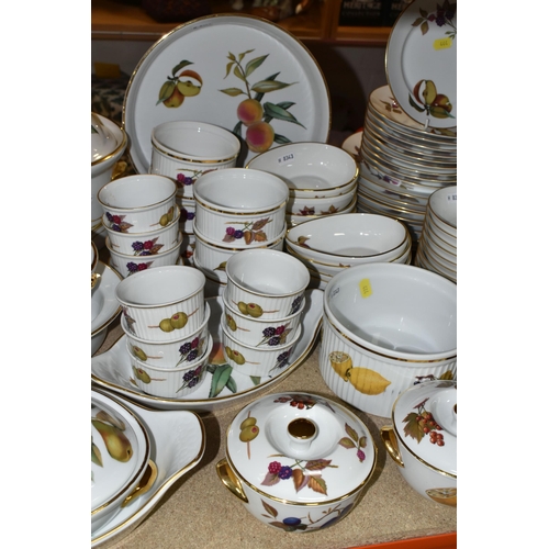 444 - A QUANTITY OF ROYAL WORCESTER 'EVESHAM' PATTERN OVEN TO TABLEWARE, comprising three graduated covere... 