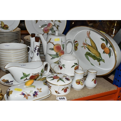 444 - A QUANTITY OF ROYAL WORCESTER 'EVESHAM' PATTERN OVEN TO TABLEWARE, comprising three graduated covere... 