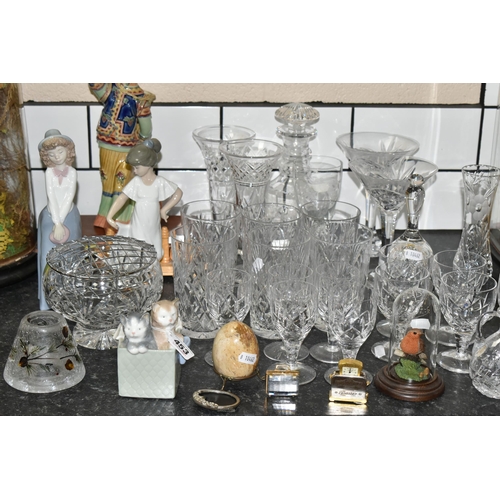 453 - A GROUP OF GLASS, CERAMICS AND METAL WARES, to include a selection of pressed and cut glass wares: a... 