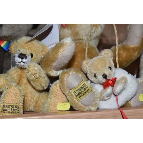 458 - FOUR MERRYTHOUGHT TEDDY BEARS, comprising Isabel no 730/2500, fully jointed with golden mohair, and ... 