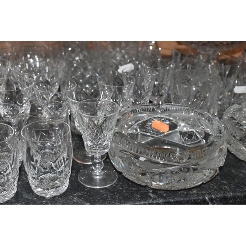 459 - A QUANTITY OF CUT GLASS WARES, to include a part suite of Stuart Crystal Glengarry glasses: fourteen... 