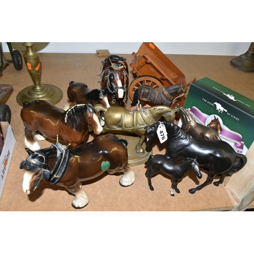 476 - A COLLECTION OF BESWICK AND OTHER HORSE FIGURES, comprising a matt Beswick  'Black Beauty and Foal',... 