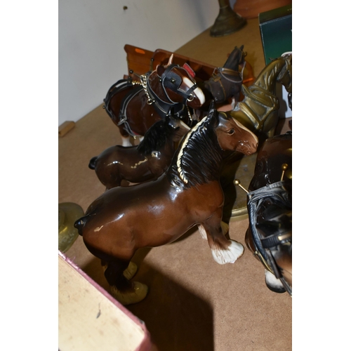 476 - A COLLECTION OF BESWICK AND OTHER HORSE FIGURES, comprising a matt Beswick  'Black Beauty and Foal',... 