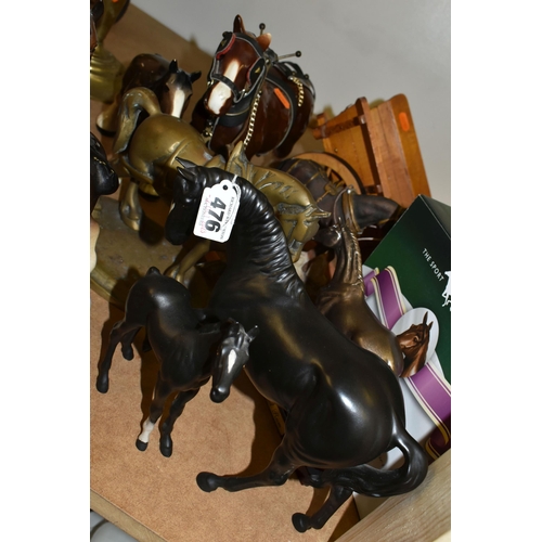 476 - A COLLECTION OF BESWICK AND OTHER HORSE FIGURES, comprising a matt Beswick  'Black Beauty and Foal',... 