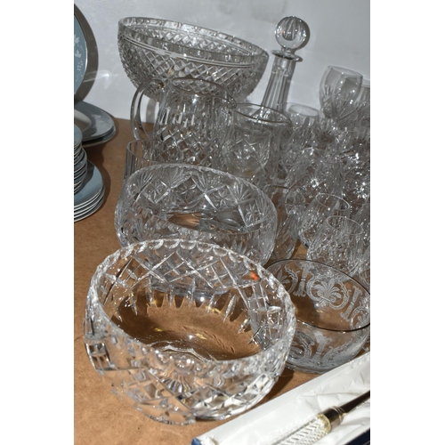 479 - A GROUP OF CUT GLASSWARE, comprising Stuart Crystal sherry glasses, wine glasses, tumblers and brand... 