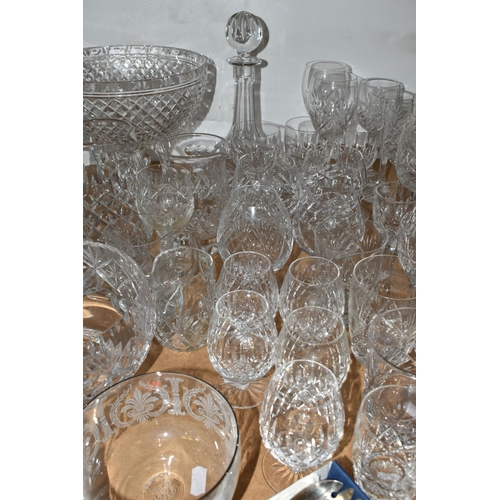 479 - A GROUP OF CUT GLASSWARE, comprising Stuart Crystal sherry glasses, wine glasses, tumblers and brand... 