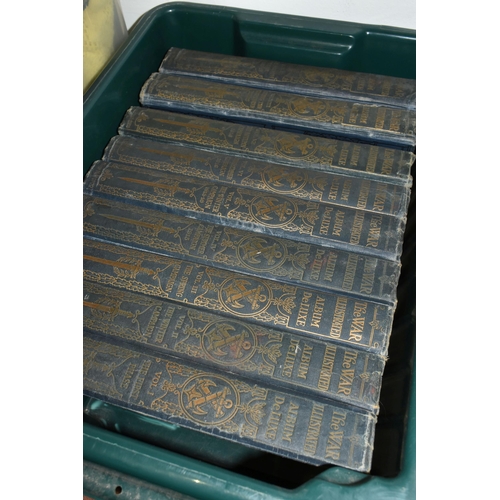 484 - FOUR BOXES OF VINTAGE BOOKS & MAGAZINES to include nine volumes of The War Illustrated Album-De-Luxe... 