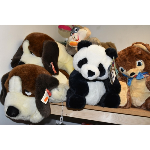 486 - A COLLECTION OF LARGE SOFT TOYS, to include two large Russ Toys St. Bernard dogs, two Chad Valley be... 