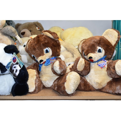 486 - A COLLECTION OF LARGE SOFT TOYS, to include two large Russ Toys St. Bernard dogs, two Chad Valley be... 