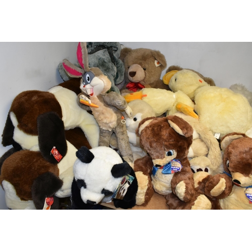 486 - A COLLECTION OF LARGE SOFT TOYS, to include two large Russ Toys St. Bernard dogs, two Chad Valley be... 