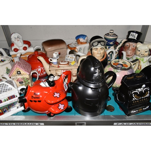 520 - NINETEEN NOVELTY AND DECORATIVE TEAPOTS, to include  a Carlton Ware 'Red Baron' teapot and another C... 