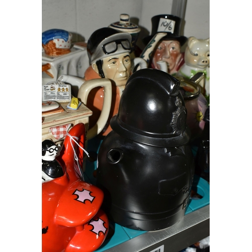 520 - NINETEEN NOVELTY AND DECORATIVE TEAPOTS, to include  a Carlton Ware 'Red Baron' teapot and another C... 