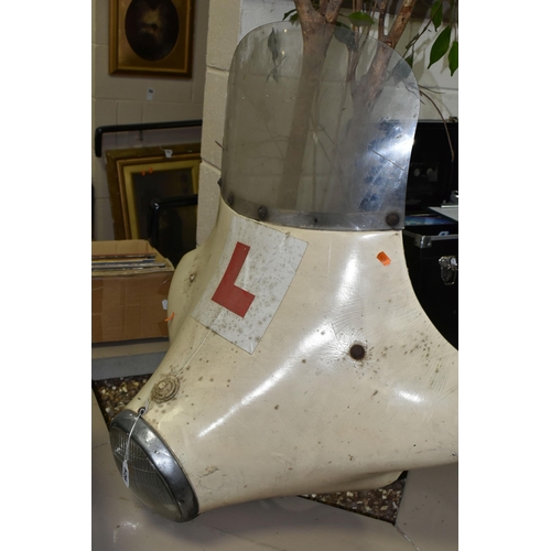 526 - A 1950'S/1960'S MOTORCYCLE FAIRING, of fibreglass construction with windscreen and Lucas headlamp le... 