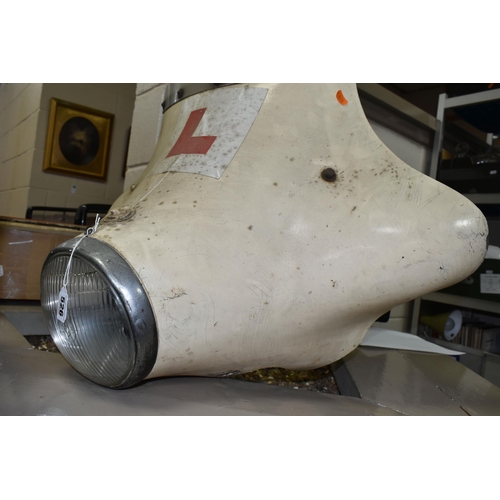 526 - A 1950'S/1960'S MOTORCYCLE FAIRING, of fibreglass construction with windscreen and Lucas headlamp le... 