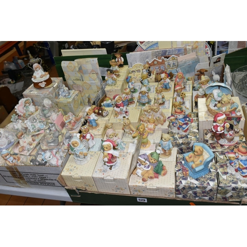 529 - THREE BOXES OF CHERISHED TEDDIES AND OTHER RESIN FIGURES, to include approximately fifty Cherished T... 