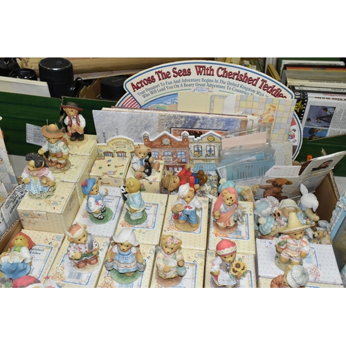 529 - THREE BOXES OF CHERISHED TEDDIES AND OTHER RESIN FIGURES, to include approximately fifty Cherished T... 