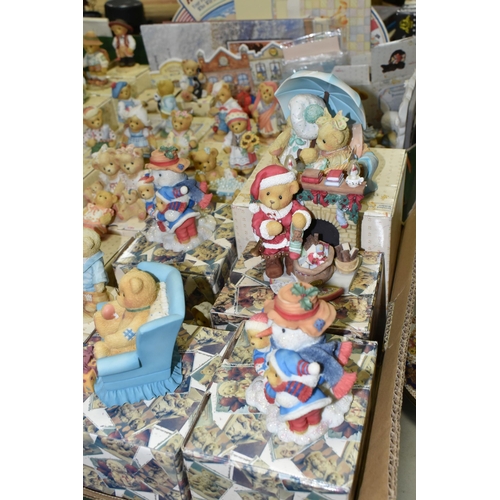 529 - THREE BOXES OF CHERISHED TEDDIES AND OTHER RESIN FIGURES, to include approximately fifty Cherished T... 