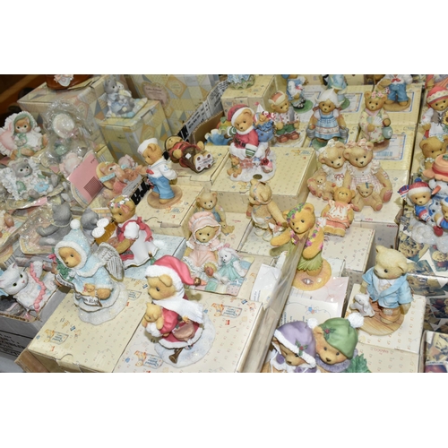 529 - THREE BOXES OF CHERISHED TEDDIES AND OTHER RESIN FIGURES, to include approximately fifty Cherished T... 