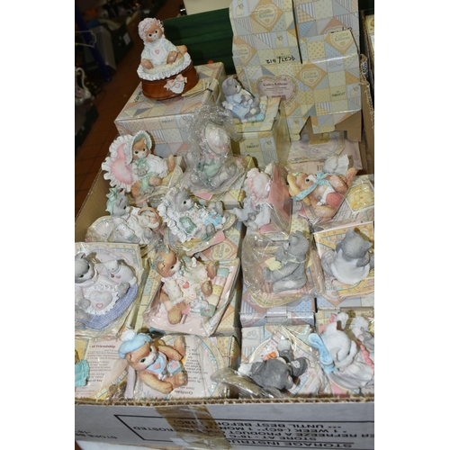 529 - THREE BOXES OF CHERISHED TEDDIES AND OTHER RESIN FIGURES, to include approximately fifty Cherished T... 