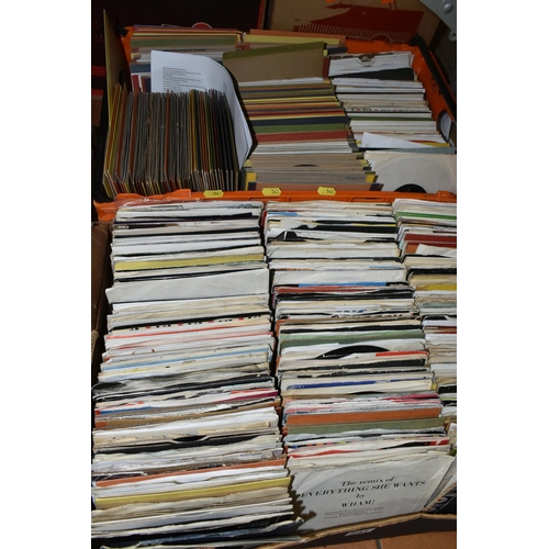 541 - TWO BOXES OF SINGLE RECORDS, one box containing approximately four hundred singles, to include artis... 