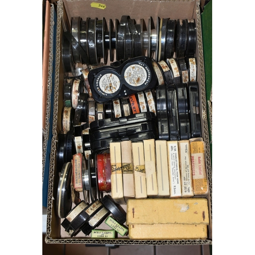 546 - FIVE BOXES containing a large collection of PATHESCOPE 9.5mm Safety Film Reels (different spool size... 