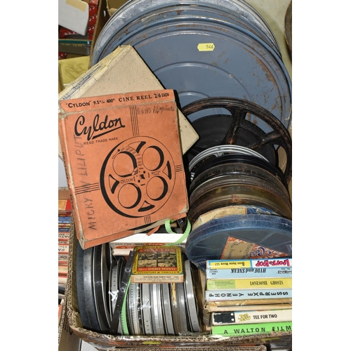 546 - FIVE BOXES containing a large collection of PATHESCOPE 9.5mm Safety Film Reels (different spool size... 