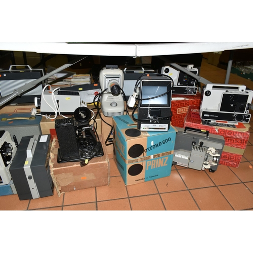 547 - A QUANTITY OF HOME CINEMATIC EQUIPMENT, much of it boxed or cased, including Eumig Mark 605D, Mark 6... 