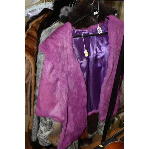 559 - FOURTEEN FUR COATS AND STOLES, to include eight fur coats, colours include black, grey, chocolate br... 