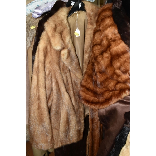 559 - FOURTEEN FUR COATS AND STOLES, to include eight fur coats, colours include black, grey, chocolate br... 