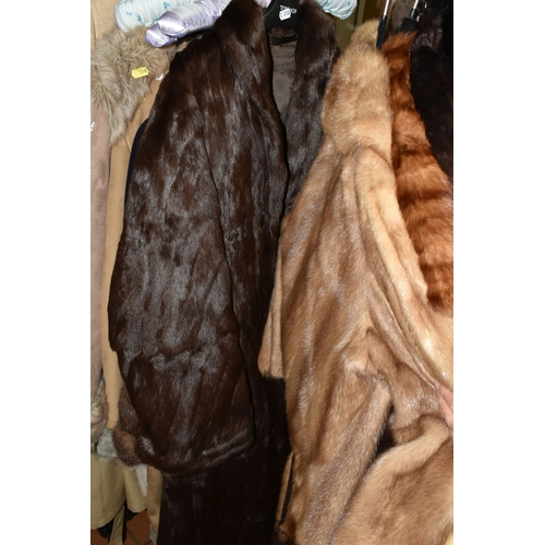 559 - FOURTEEN FUR COATS AND STOLES, to include eight fur coats, colours include black, grey, chocolate br... 