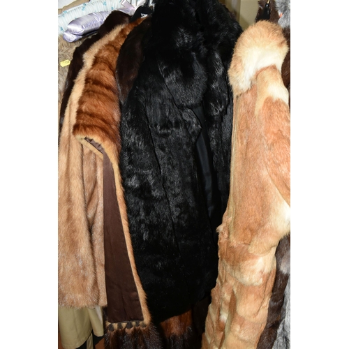 559 - FOURTEEN FUR COATS AND STOLES, to include eight fur coats, colours include black, grey, chocolate br... 