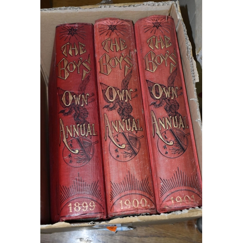 563 - THE BOY'S OWN ANNUAL, three editions, 1899, 1900, 1901, condition, extensive fraying, some tearing, ... 