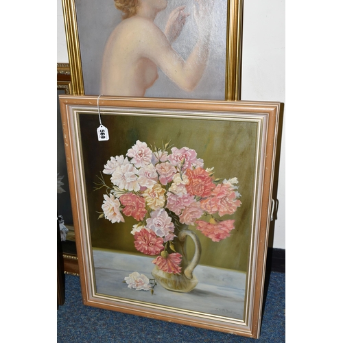 569 - SIX 20TH CENTURY OIL PAINTINGS, comprising two still life flower studies by John M. Dowler, approxim... 