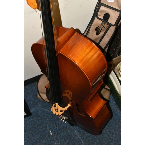 572 - A THREE QUARTER CELLO, ebony fittings, length of body 69.5cm x width at widest point 40cm, length fr... 